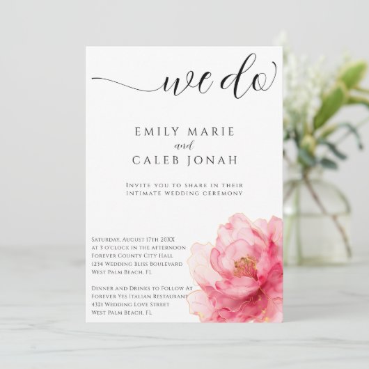 Floral Intieme bruiloft Micro Ceremony Courthouse Kaart (Staand voorkant)