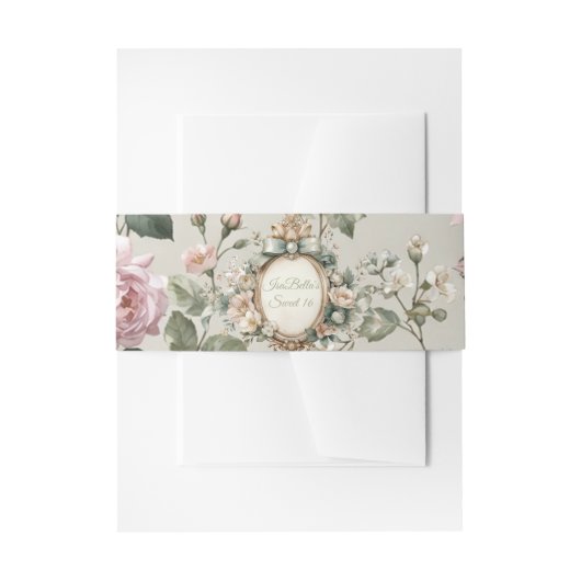 Floral Invitation Belly Band Wrap Uitnodigingen Wikkel (Voorkant Voorbeeld)