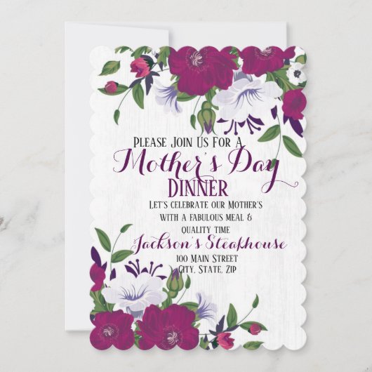 Floral Invitation Flat Card op moederdag Kaart (Voorkant)