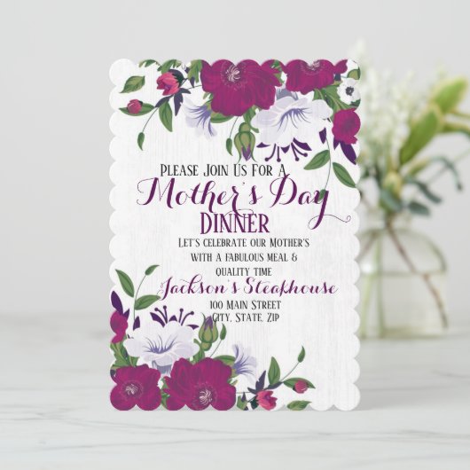 Floral Invitation Flat Card op moederdag Kaart (Staand voorkant)
