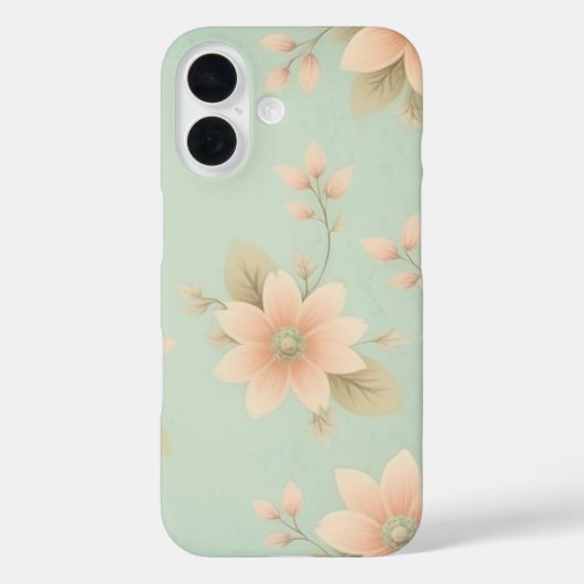 Floral iphone 16 hoesje mat (Achterkant)