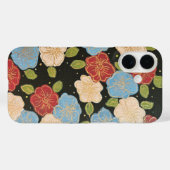 Floral iPhone hoesje van blauw, roze, groen en gou (Achterkant (horizontaal))