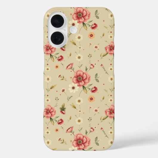  Floral iPhone & iPad Case in Beige (Achterkant)