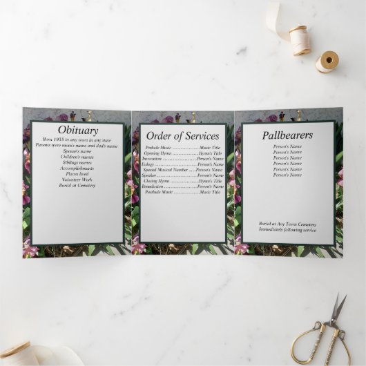 Floral Iris Patch Vijf foto Memorial Drieluik Aankondiging (Binnen)