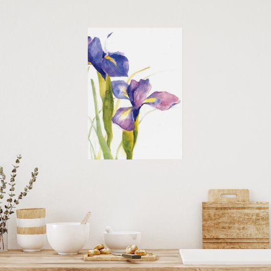 Floral Iris waterverf Poster (Keuken)