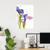 Floral Iris waterverf Poster (Thuiskantoor)