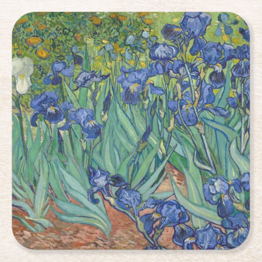 Floral Irises Garden Vincent van Gogh Geïnspireerd Kartonnen Onderzetters (Voorkant)