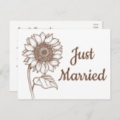 Floral is net getrouwd met Sunflower Brown Aankondigingskaart (Voorkant / Achterkant)