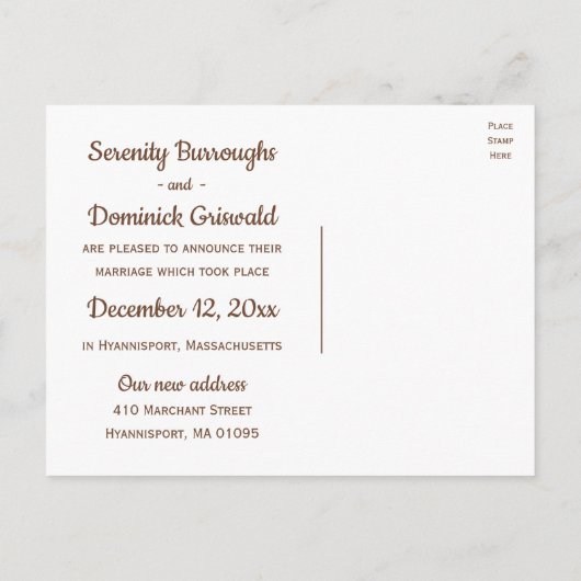 Floral is net getrouwd met Sunflower Brown Aankondigingskaart (Achterkant)