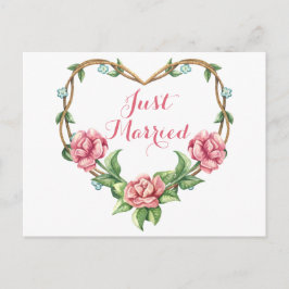 Floral is net getrouwd met Waterverf Pink Rose Wed Aankondigingskaart