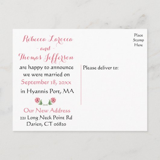 Floral is net getrouwd met Waterverf Pink Rose Wed Aankondigingskaart (Achterkant)