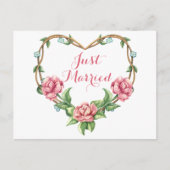 Floral is net getrouwd met Waterverf Pink Rose Wed Aankondigingskaart (Voorkant)