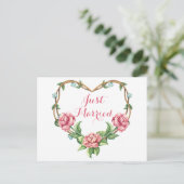 Floral is net getrouwd met Waterverf Pink Rose Wed Aankondigingskaart (Staand voorkant)