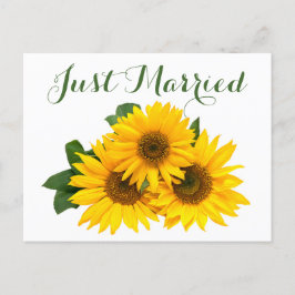 Floral is net getrouwd met zonnebloem geel groen h aankondigingskaart