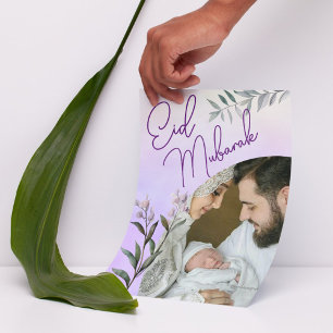 Floral Islamic Eid Mubarak Foto van de moderne Wat Feestdagenkaart