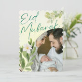 Floral Islamic Eid Mubarak Foto van de moderne Wat Feestdagenkaart (Staand voorkant)