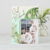 Floral Islamic Eid Mubarak Foto van de moderne Wat Kaart (Staand voorkant)