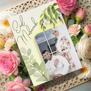 Floral Islamic Eid Mubarak Foto van de moderne Wat Kaart