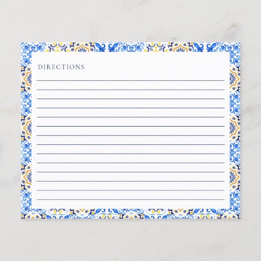 Floral Italiaans Blauw Tegel Vrijgezellenfeest Rec (Achterkant)