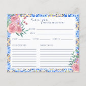 Floral Italiaans Blauw Tegel Vrijgezellenfeest Rec (Voorkant)