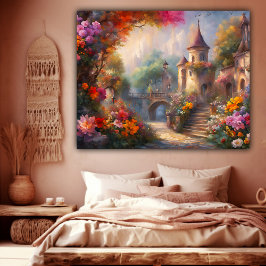  Floral Italiaans Fantasy Castle Acryl Muurkunst