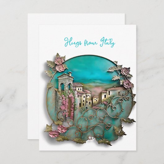 Floral Italiaans papier Sculptuur Feestdagenkaart (Voorkant / Achterkant)