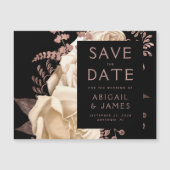 Floral Ivoor Roos Gold Dark Magnetic Save the Date (Voorkant)