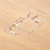 Floral Ivoor Roos Gold Wedding Acryl Uitnodigingen (Laagn)