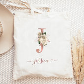 Floral Ivoor Roos Goud Monogram Letter J Tote Bag