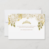 Floral Ivoor White Gold Arch Quinceañera RSVP Kaartje (Achterkant)