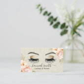 Floral Ivory Glitter Lashes en Brows Salon Visitekaartje (Staand voorkant)