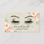 Floral Ivory Glitter Lashes en Brows Salon Visitekaartje (Voorkant)