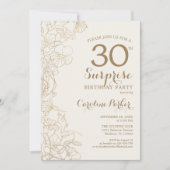 Floral Ivory Gold Surprise 30e verjaardag Kaart (Voorkant)