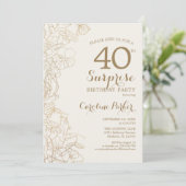 Floral Ivory Gold Surprise 40e verjaardag Kaart (Staand voorkant)