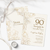 Floral Ivory Gold Surprise 90e verjaardag Kaart