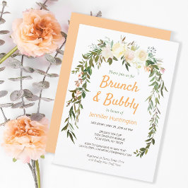 Floral Ivory Peach Brunch & Bubble Vrijgezellenfee Kaart
