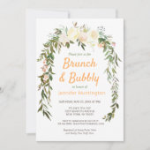 Floral Ivory Peach Brunch & Bubble Vrijgezellenfee Kaart (Voorkant)