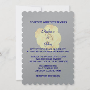 Floral Ivory White Cream Roos Wedding Grey Silver Kaart