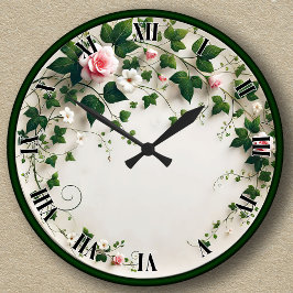 Floral Ivy Design Ronde Klok