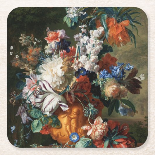 Floral Jan van Huysum Bouquet van Flowers Kartonnen Onderzetters (Voorkant)