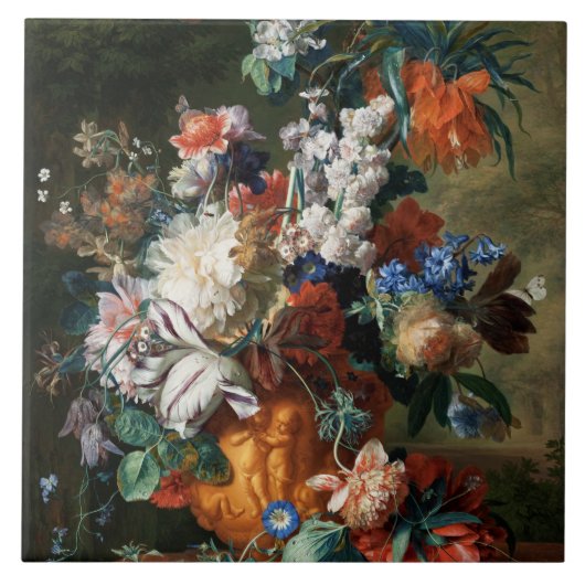  Floral Jan van Huysum Bouquet van Flowers Tegeltje (Voorkant)