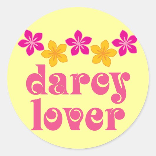 Floral Jane Austen Darcy Lover Gift Ronde Sticker (Voorkant)