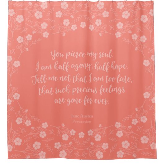 Floral Jane Austen Persuasion Love Letter Quote Douchegordijn (Voorkant)