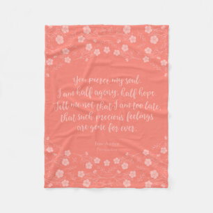 Floral Jane Austen Persuasion Love Letter Quote Fleece Deken
