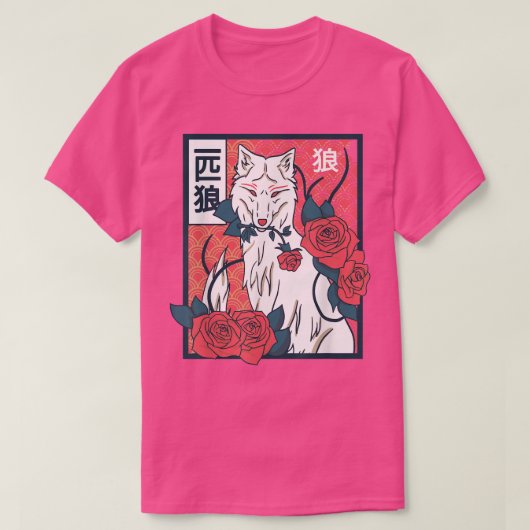 Floral Japanese Wolf T-shirt (Design voorkant)