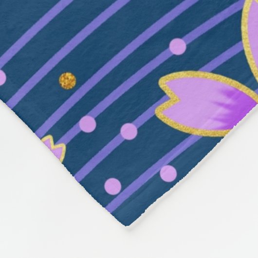 Floral Japans blauw en roze Sakura Petal Pattern Fleece Deken (Hoek)