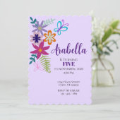 Floral jarig Uitnodiging (Staand voorkant)