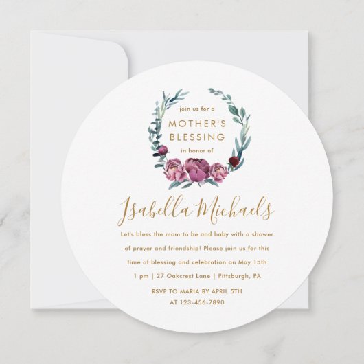 Floral Je bent Uitgenodigd Moeder's Zegen Partij Kaart (Achterkant)