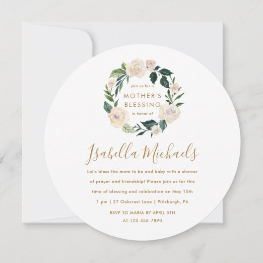 Floral Je bent Uitgenodigd Moeder's Zegen Partij Kaart (Achterkant)