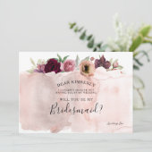  Floral, je wordt mijn bruidsmeisje Kaart (Staand voorkant)